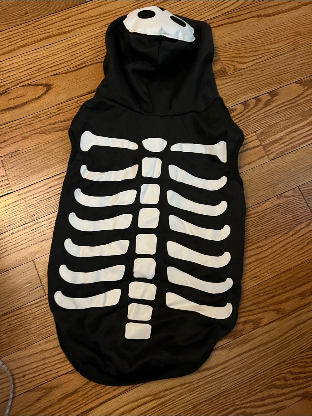 Medium Doggie 🐶 Black Skeleton Hoodie Costume with White Bone Print